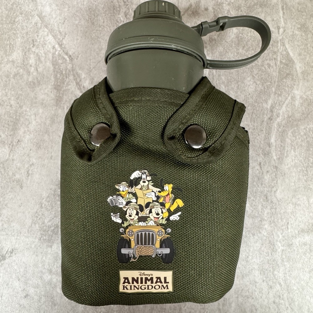 Disney's Animal Kingdom Disney World Army Green Canteen Water Bottle